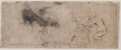 Venus Ontwapent Mars, Draperiestudie (verso) door Peter Paul Rubens