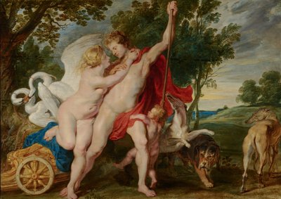 Venus probeert Adonis te weerhouden van de jacht, ca. 1600-1700 door Peter Paul Rubens