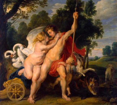 Venus en Adonis, ca. 1614 door Peter Paul Rubens