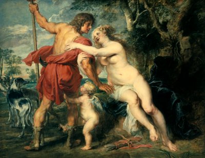 Venus en Adonis, ca. 1630 door Peter Paul Rubens