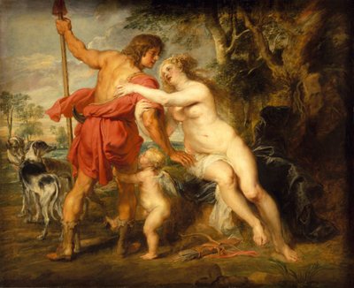 Venus en Adonis, waarschijnlijk midden jaren 1630 door Peter Paul Rubens