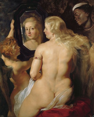 Venus bij een spiegel door Peter Paul Rubens