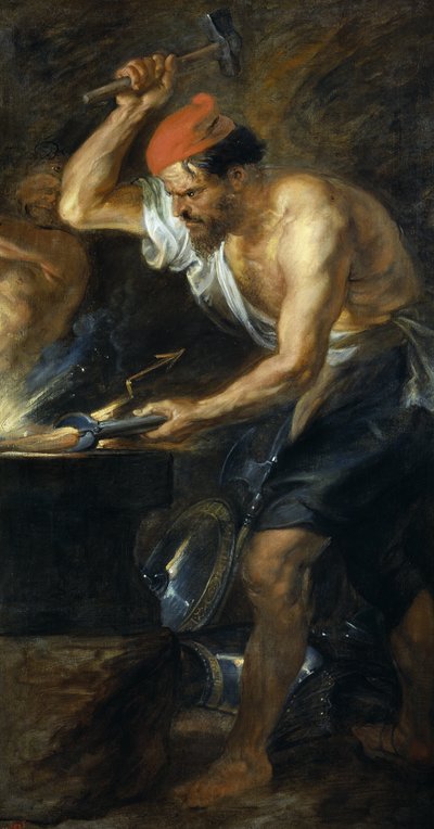 Vulcanus smeedt de bliksemschichten van Jupiter door Peter Paul Rubens