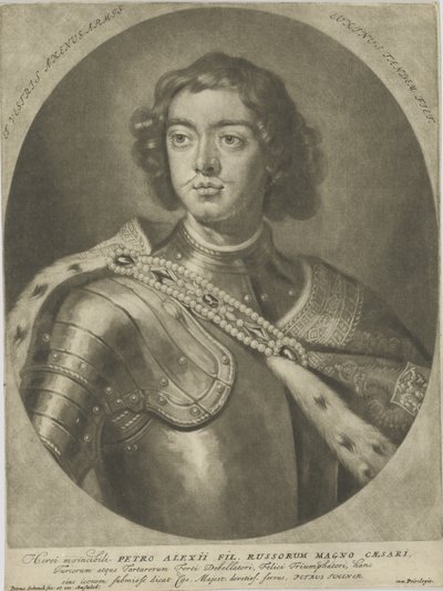 Portret van keizer Peter I de Grote 1672-1725 door Peter Schenk