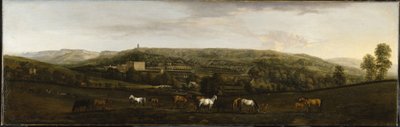 Een uitzicht op Chatsworth vanuit het zuidwesten door Peter Tillemans