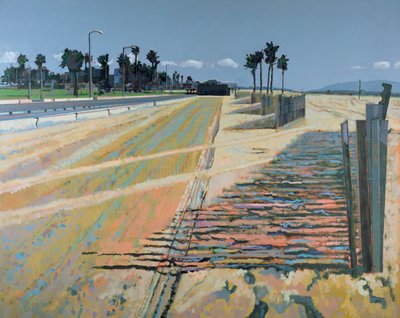 Hek op het strand, Santa Monica, VS, 2002 (olieverf op linnen) door Peter Wilson