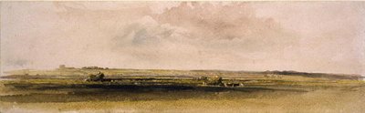 Hooien in de Lincolnshire Wolds (aquarel op papier) door Peter de Wint