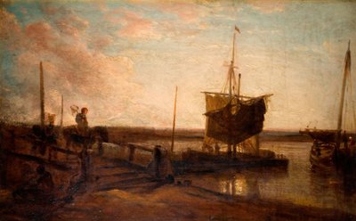 Steiger met boten, 1800-50 door Peter de Wint