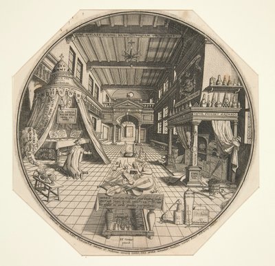 Heinrich Khunrath, alchemist van Leipzig, in zijn bibliotheek door Peter van der Doort