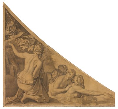 Artemis, von Aktaion überrascht. Karton zu den Deckenbildern der Münchner Glyptothek door Peter von Cornelius