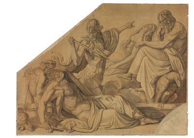Der Traum des Agamemnon. Karton zu den Deckenbildern der Münchner Glyptothek door Peter von Cornelius