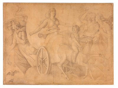 Der Wagen der Artemis door Peter von Cornelius