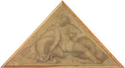 Eros mit dem Delphin (Element des Wassers). Karton zu den Deckenbildern der Münchner Glyptothek door Peter von Cornelius