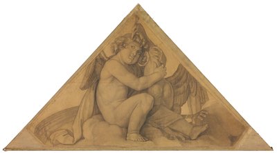 Eros mit dem Pfau (Element der Luft). Karton zu den Deckenbildern der Münchner Glyptothek door Peter von Cornelius