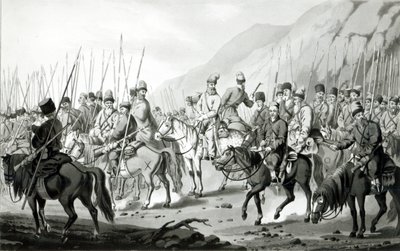 Verschillende stammen van Russische Kozakken in marsorde, 1813 door Peter von Hess