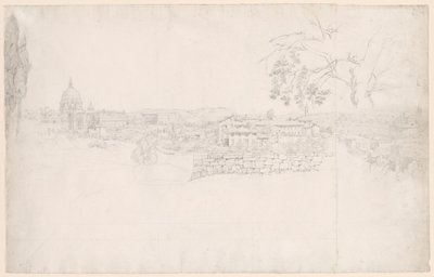 Fantasie Panorama van Rome van St. Pieter tot de Castel San Angelo door Peter von Hess