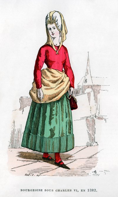 Bourgeoise in kostuum uit de tijd van Karel VI van Frankrijk door Petit