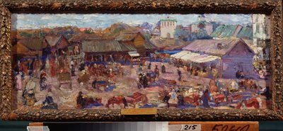 De markt in Pskov (Rusland) door Petr Ivanovic Petrovichev