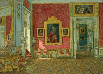 De paarse salon in het Kuskovo Paleis, ca.1915 door Petr Ivanovic Petrovichev