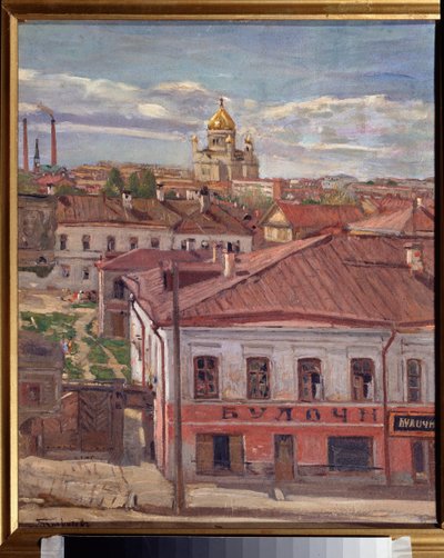 Uitzicht op Moskou. Schilderij van Pyotr Ivanovich Petrovichev door Petr Ivanovic Petrovichev