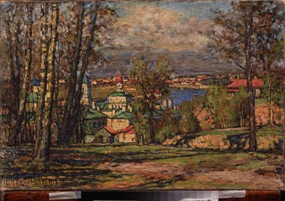 Uitzicht op Moskou vanaf Vorobievy Gori (Sparrow Hills) door Petr Ivanovic Petrovichev