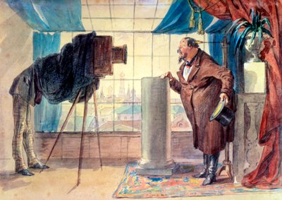 Handelaar bij de fotograaf, 1860s door Petr Mikhailovich Shmel
