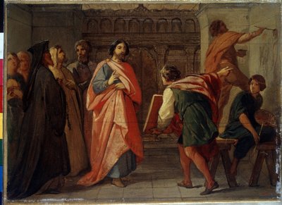 De Grote Prins Simeon I van Rusland geeft het bevel om de kathedraal van Moskou te schilderen door Petr Vasilievich Basin