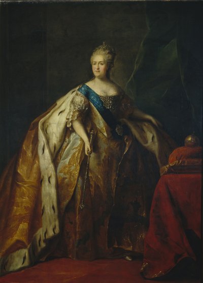 Portret van keizerin Catharina II 1729-1796, 1796 door Petro Semyonovich Drozhdin