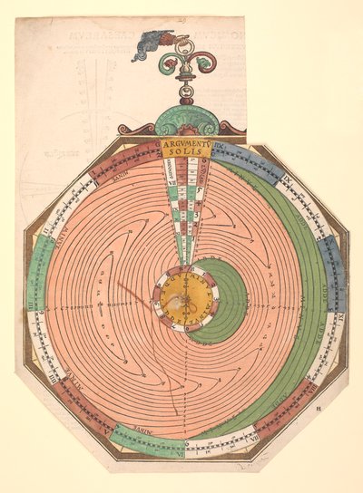Volvelle met de regels voor het voorspellen van zons- en maansverduisteringen door Petrus Apianus