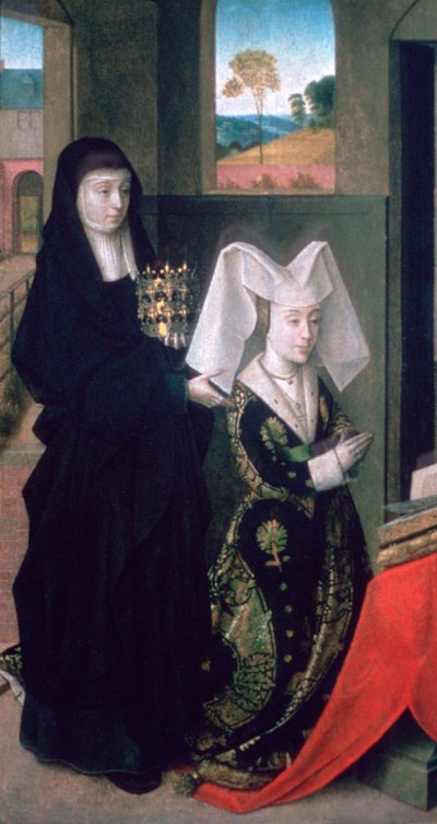 Isabel van Portugal met St. Elizabeth, 1457-1460 door Petrus Christus