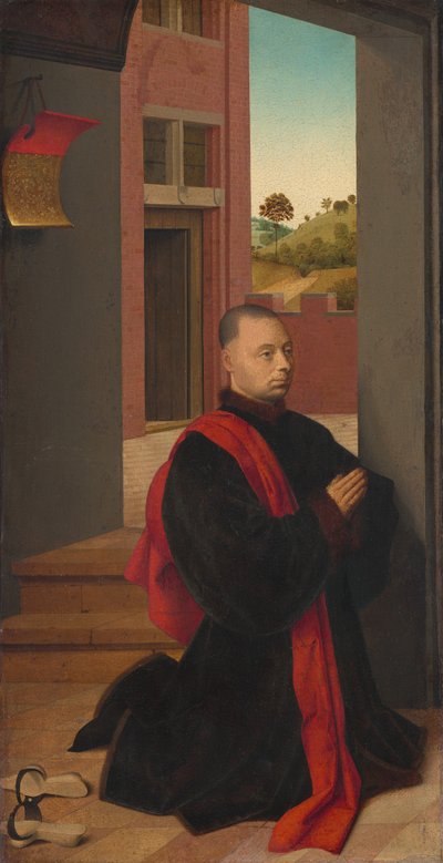 Portret van een Mannelijke Donor door Petrus Christus