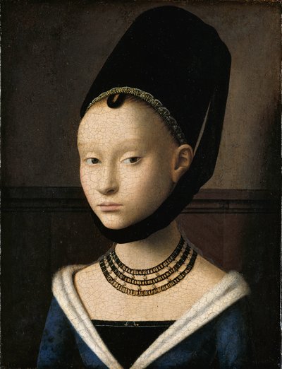 Portret van een jonge vrouw door Petrus Christus
