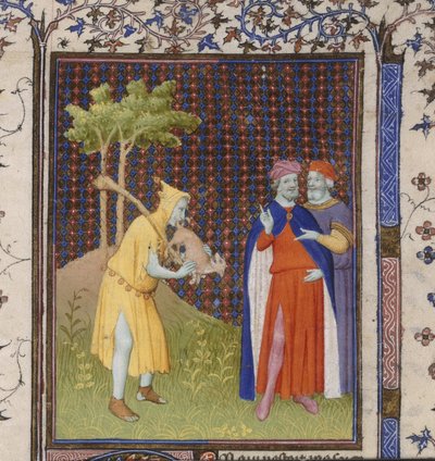 Royal 15 D.11 fol.262 Dwaas met een klein dier, uit de 