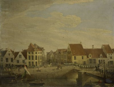Nederlandse troepen trekken door de vesting van Dendermonde door Petrus Groenia
