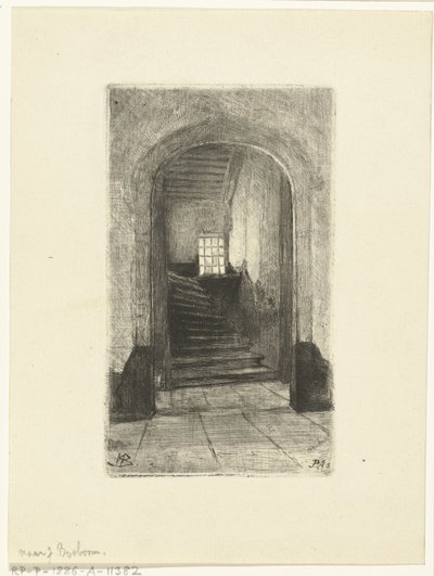 Gezicht op de trap in het prinsenhof te Delft door Petrus Johannes Arendzen