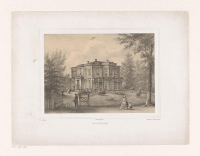 Gezicht op buitenplaats Voorzorg door Petrus Josephus Lutgers