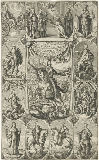 Allegorische voorstelling van keizer Ferdinand III door Petrus Rucholle