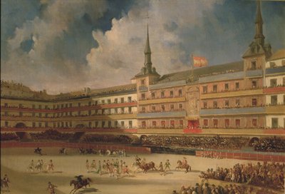 Stierengevecht op de Plaza Mayor in Madrid tijdens de vieringen voor het huwelijk van de hertog van Montpensier door Pharamond Blanchard
