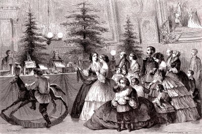 Kerstmis in Sint-Petersburg, Rusland. 1861 (gravure) door Pharamond Blanchard