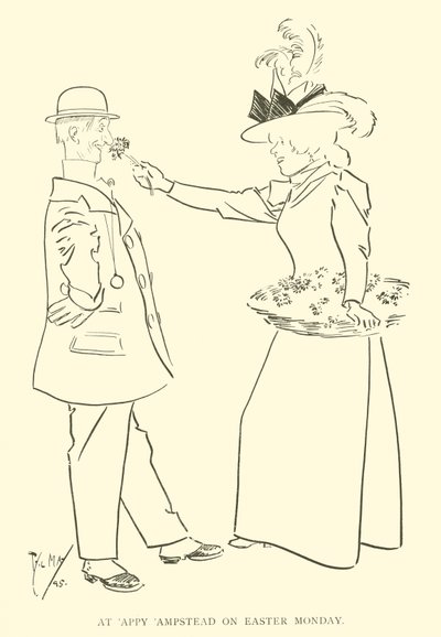 Cartoon door Phil May, uit de jaren 1890 door Phil May