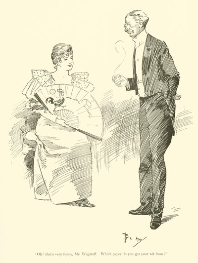 Cartoon door Phil May, uit de jaren 1890 door Phil May