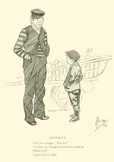 Cartoon door Phil May, uit de jaren 1890 door Phil May