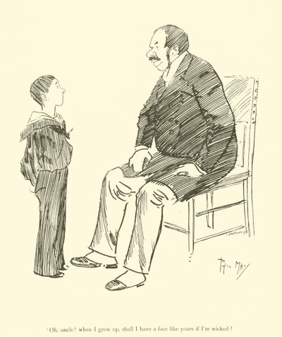 Cartoon door Phil May, uit de jaren 1890 door Phil May