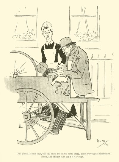 Cartoon door Phil May, uit de jaren 1890 door Phil May