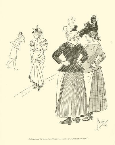 Cartoon door Phil May, uit de jaren 1890 (litho) door Phil May