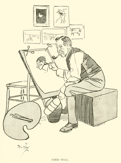 Cartoon door Phil May, uit de jaren 1890 (litho) door Phil May