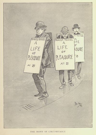 Cartoon door Phil May, uit de jaren 1890 door Phil May