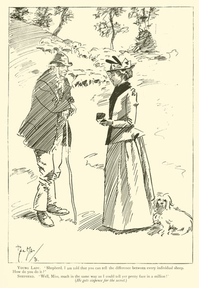 Cartoon door Phil May, uit de jaren 1890 door Phil May