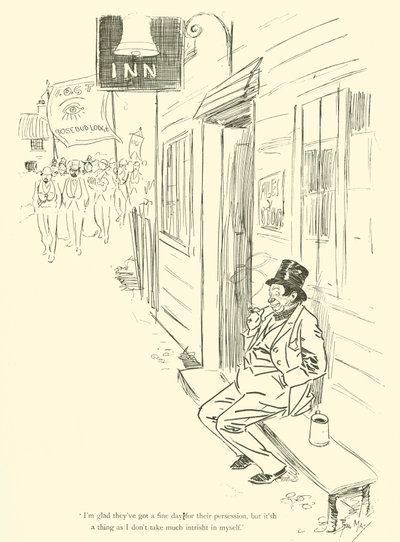 Cartoon door Phil May, uit de jaren 1890 door Phil May