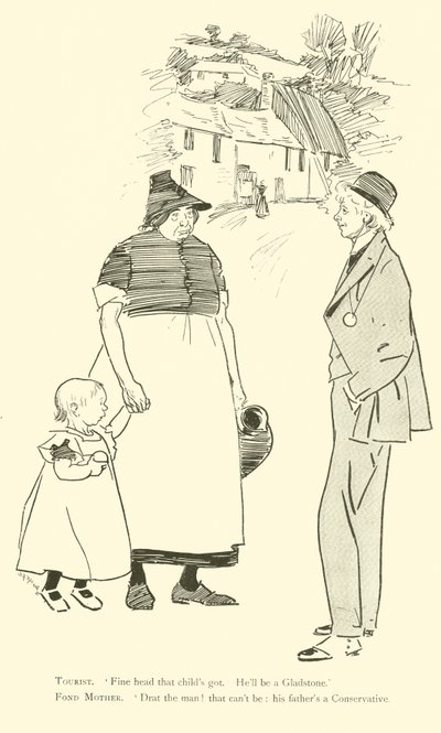 Cartoon door Phil May, uit de jaren 1890 door Phil May